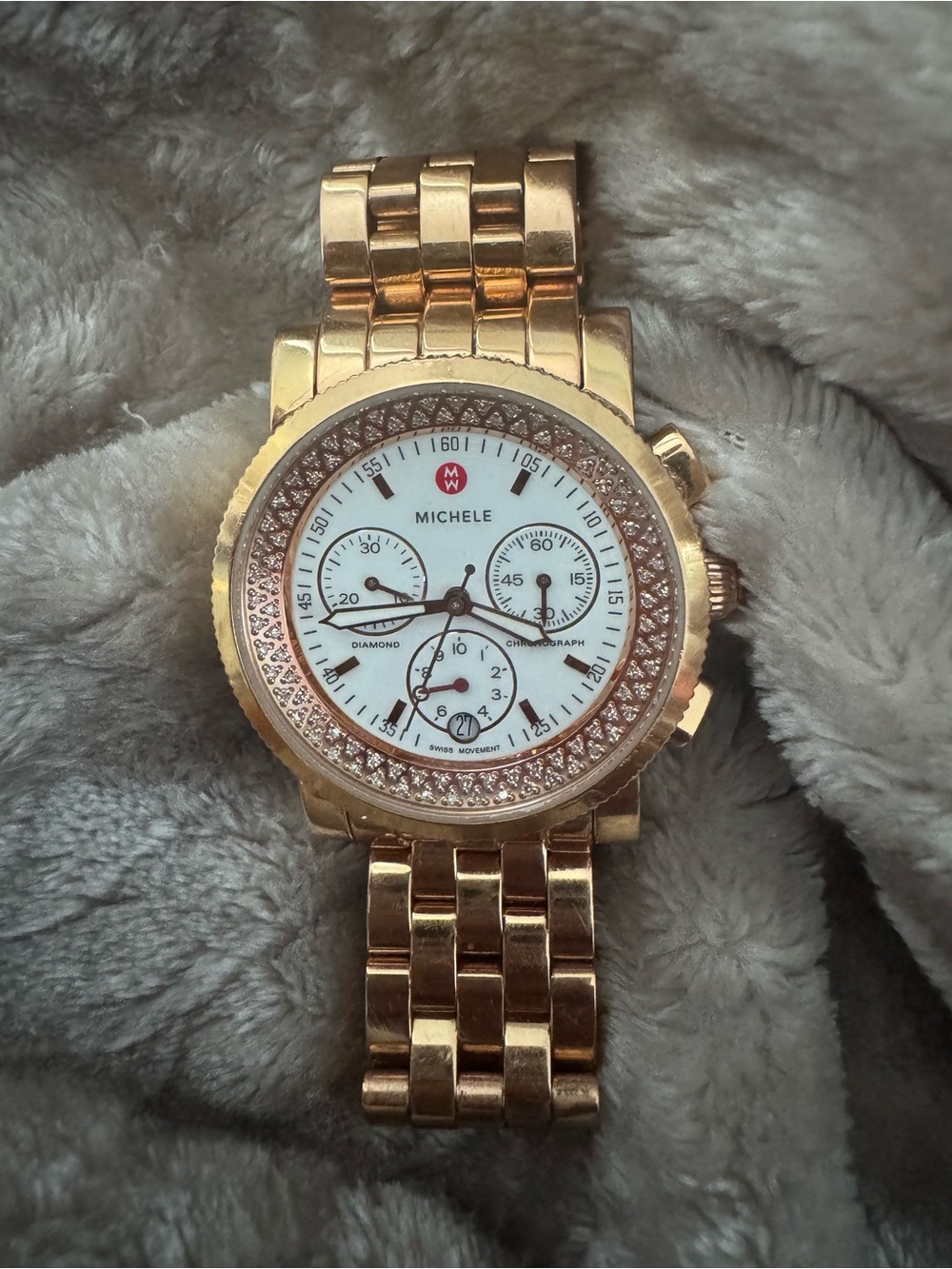 Michele Sport Sail Rose Gold Diamond Chronograph Watch - Picture 2 of 3